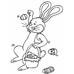 Bunny throwing eggs coloring page