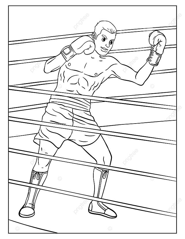 Boxing coloring page for kids coloring book colouring fighting sport vector book drawing ring drawing kid drawing png and vector with transparent background for free download