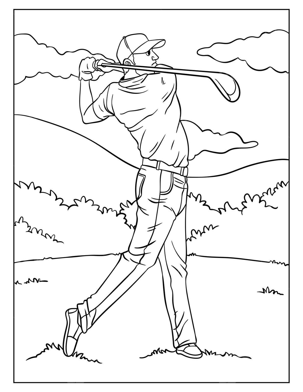 Golf coloring page for kids club illustration silhouette vector club illustration silhouette png and vector with transparent background for free download