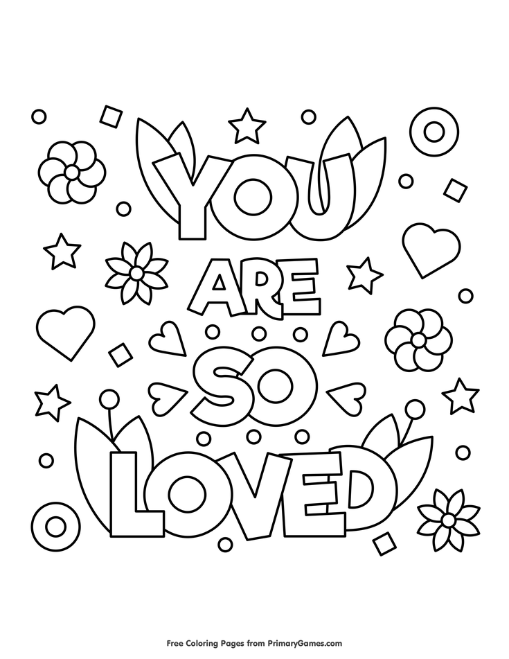 You are so loved coloring page â free printable ebook valentines day coloring page valentine coloring pages love coloring pages