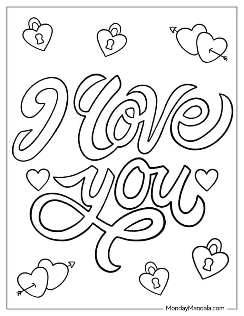 I love you coloring pages free pdf printables