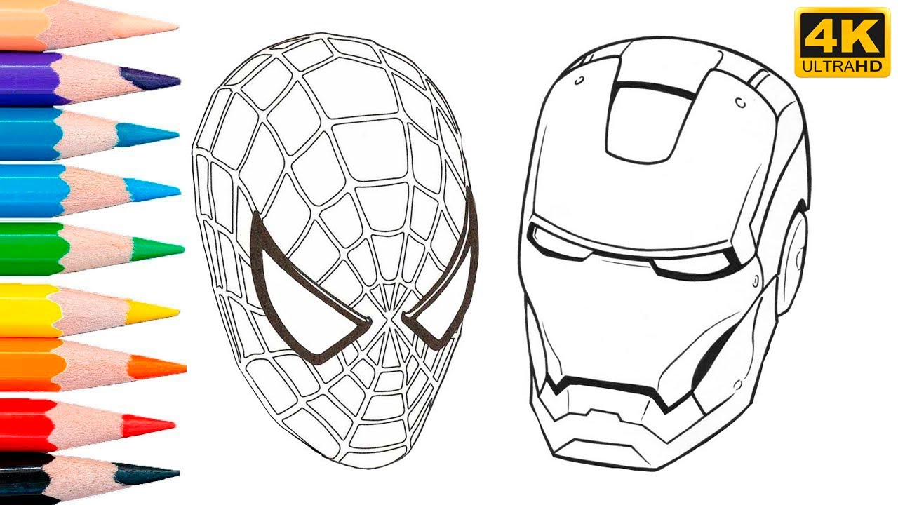 Spiderman and iron man coloring page