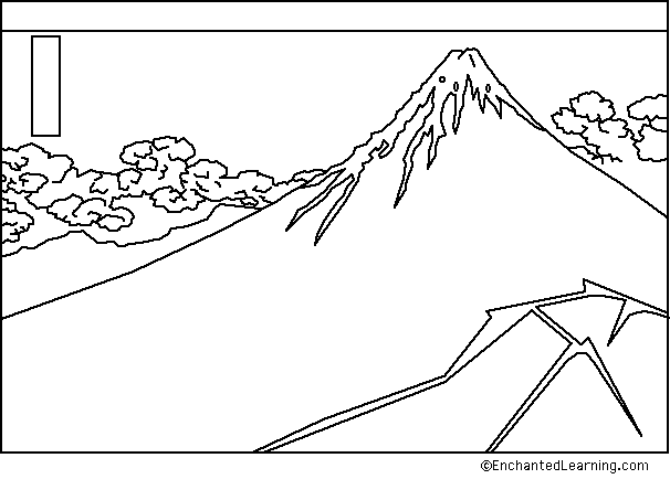 Hokusai thunderstorm coloring page