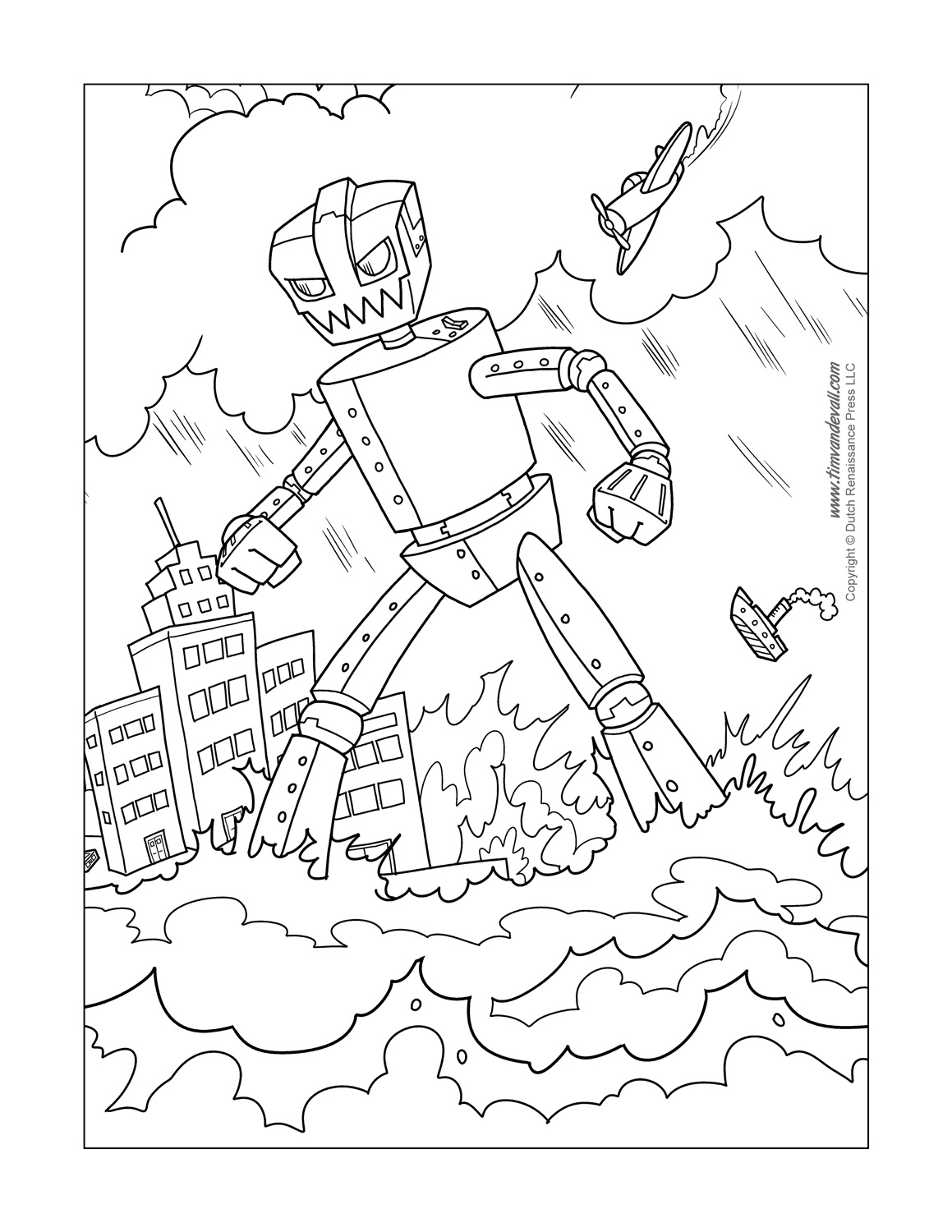 Printable robot coloring pages coloring pages for kids â tims printables