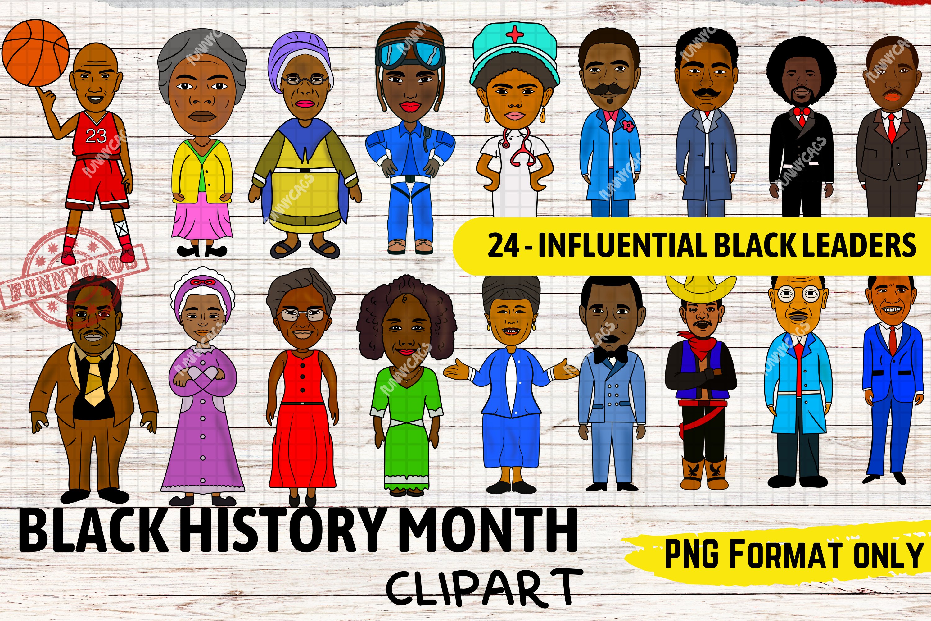 Black history month characters clipart