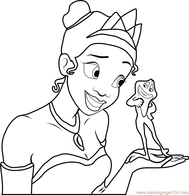 Tiana princess and the frog coloring page for kids