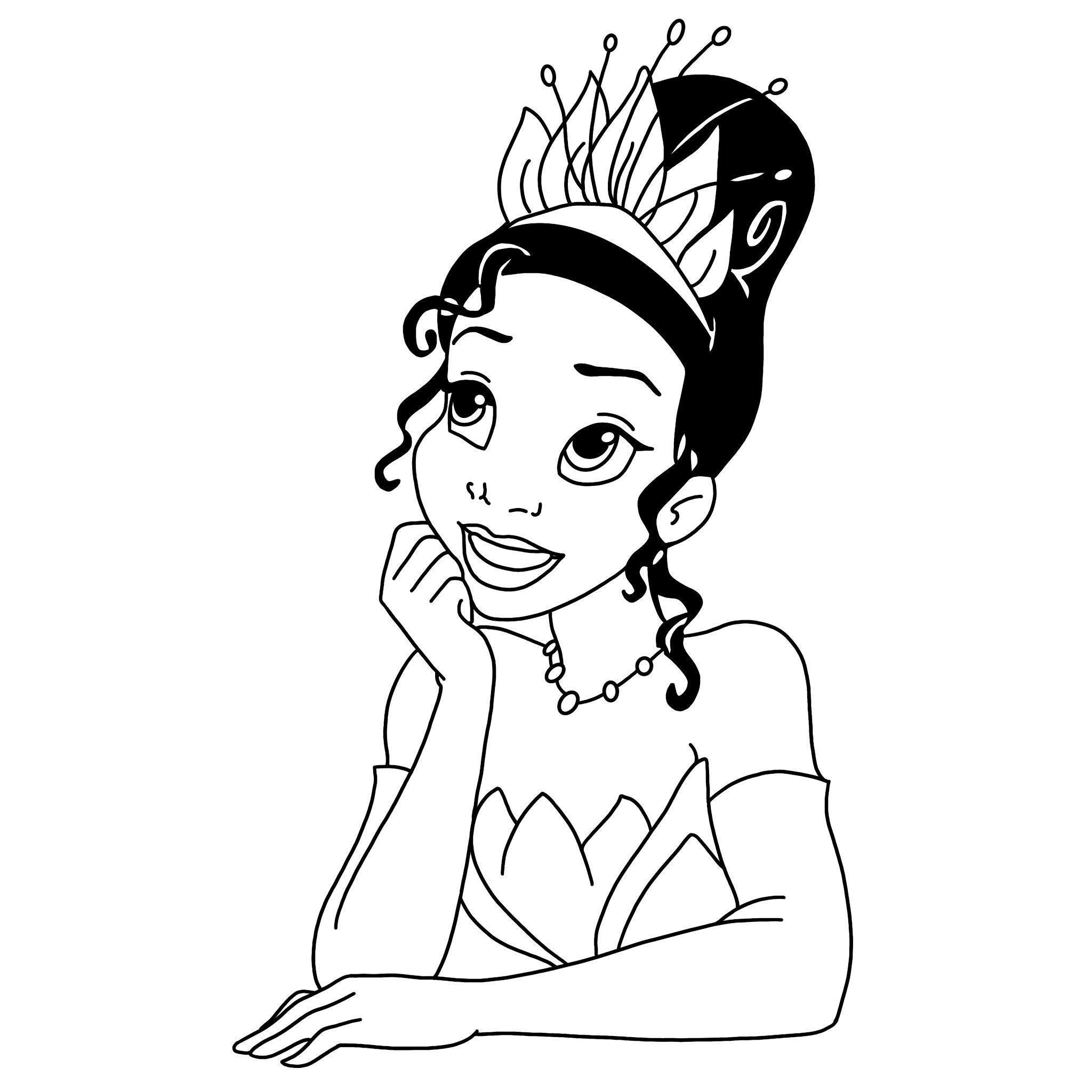 Princess tiana face digital files the princess and the frog svgpdfpngjpeg princess coloring pages