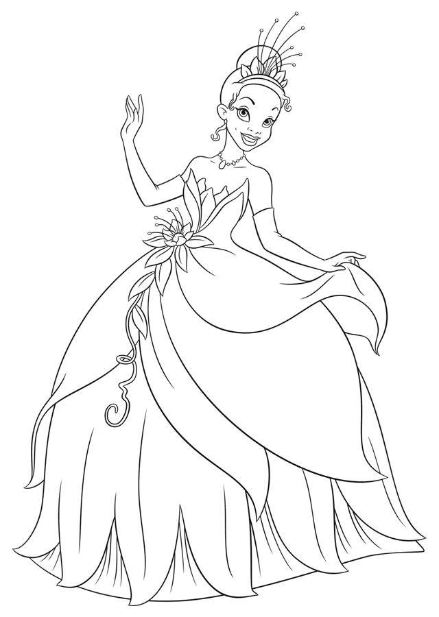 Princess tiana coloring page princess coloring pages frog coloring pages princess coloring