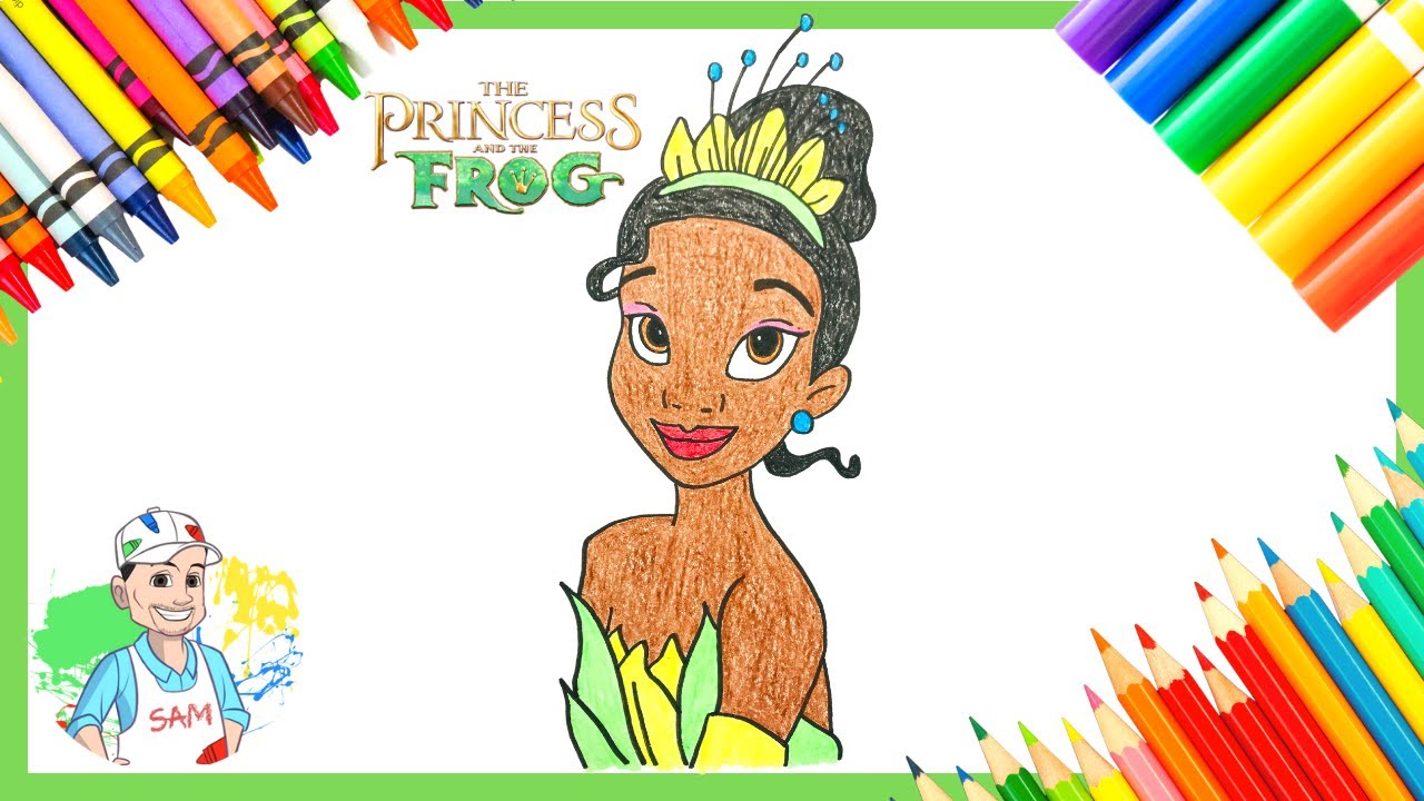 Drawing for disney princess tiana the princess and the frog coloring page