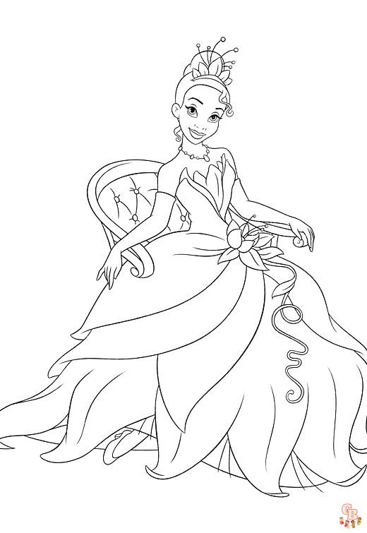 Free printable princess tiana coloring pages for kids