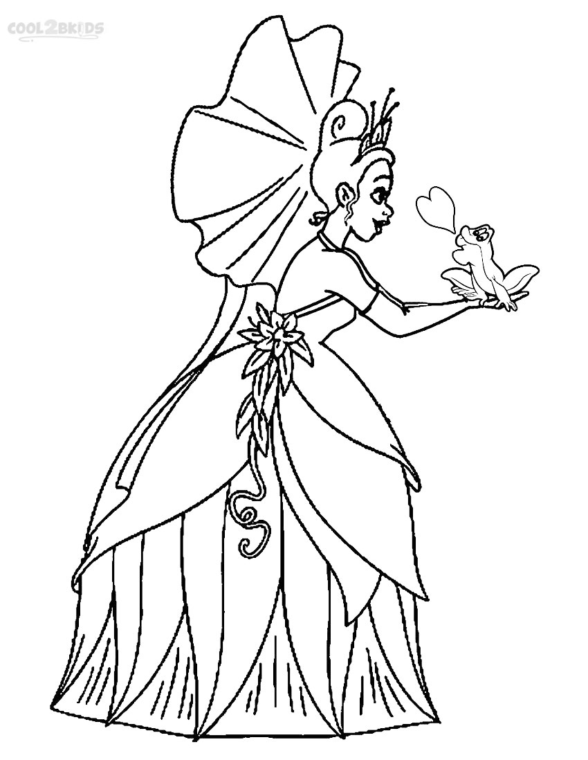 Printable princess tiana coloring pages for kids