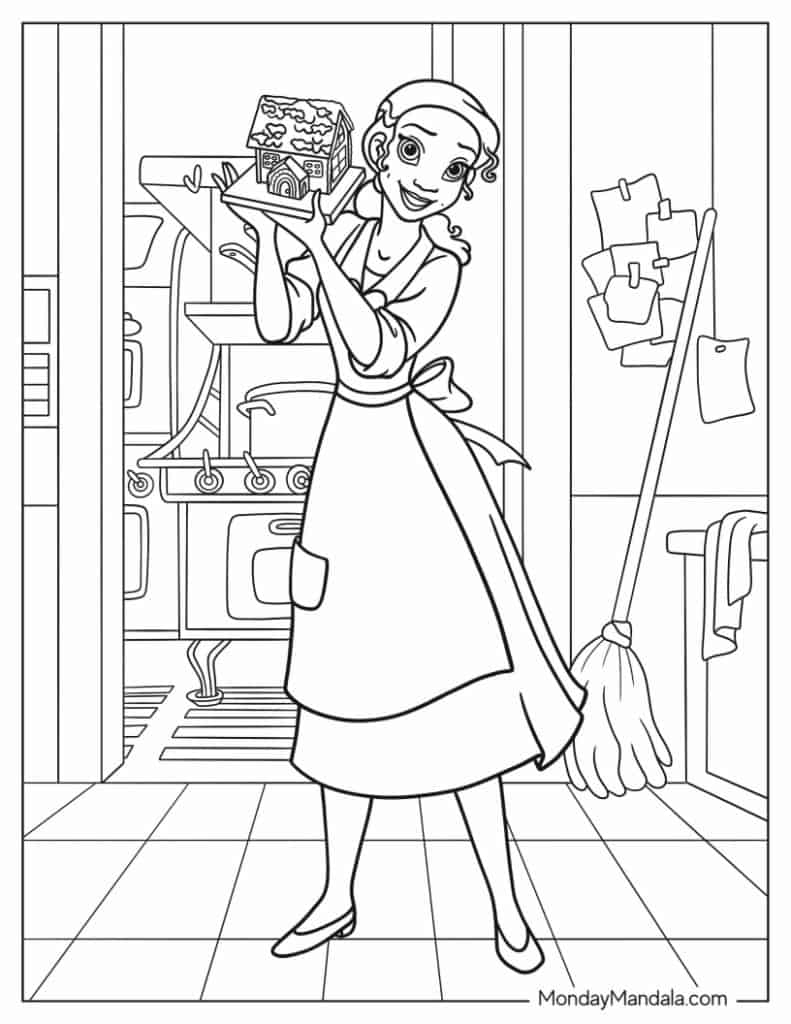 Princess the frog coloring pages free pdf printables