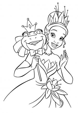 Free printable princess and the frog coloring pages for adults and kids