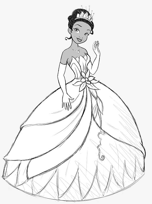 The princess and the frog coloring pages for kids