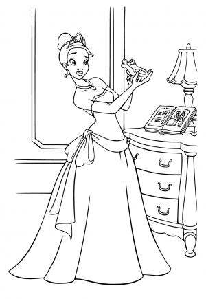 Free printable princess and the frog coloring pages for adults and kids