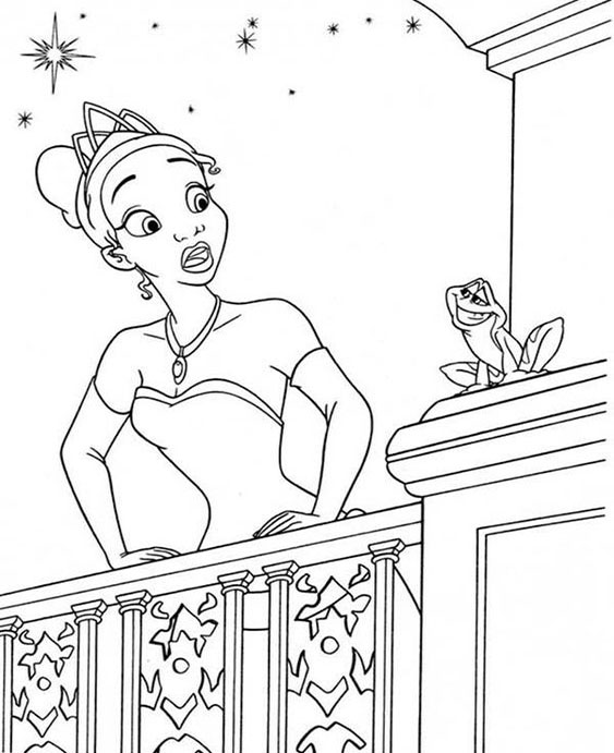 Free easy to print tiana coloring pages