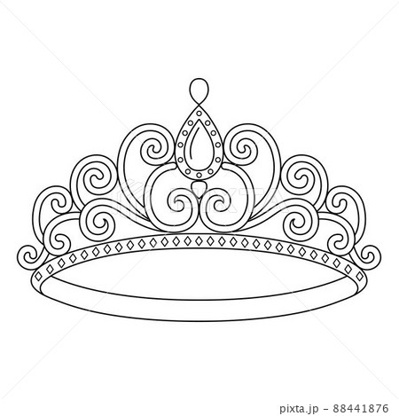 Princess crown coloring page isolated