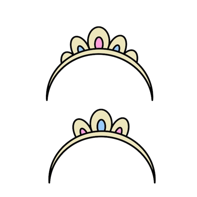 Premium vector tiara for a princess in two versions color variation for coloring page isolated on white background