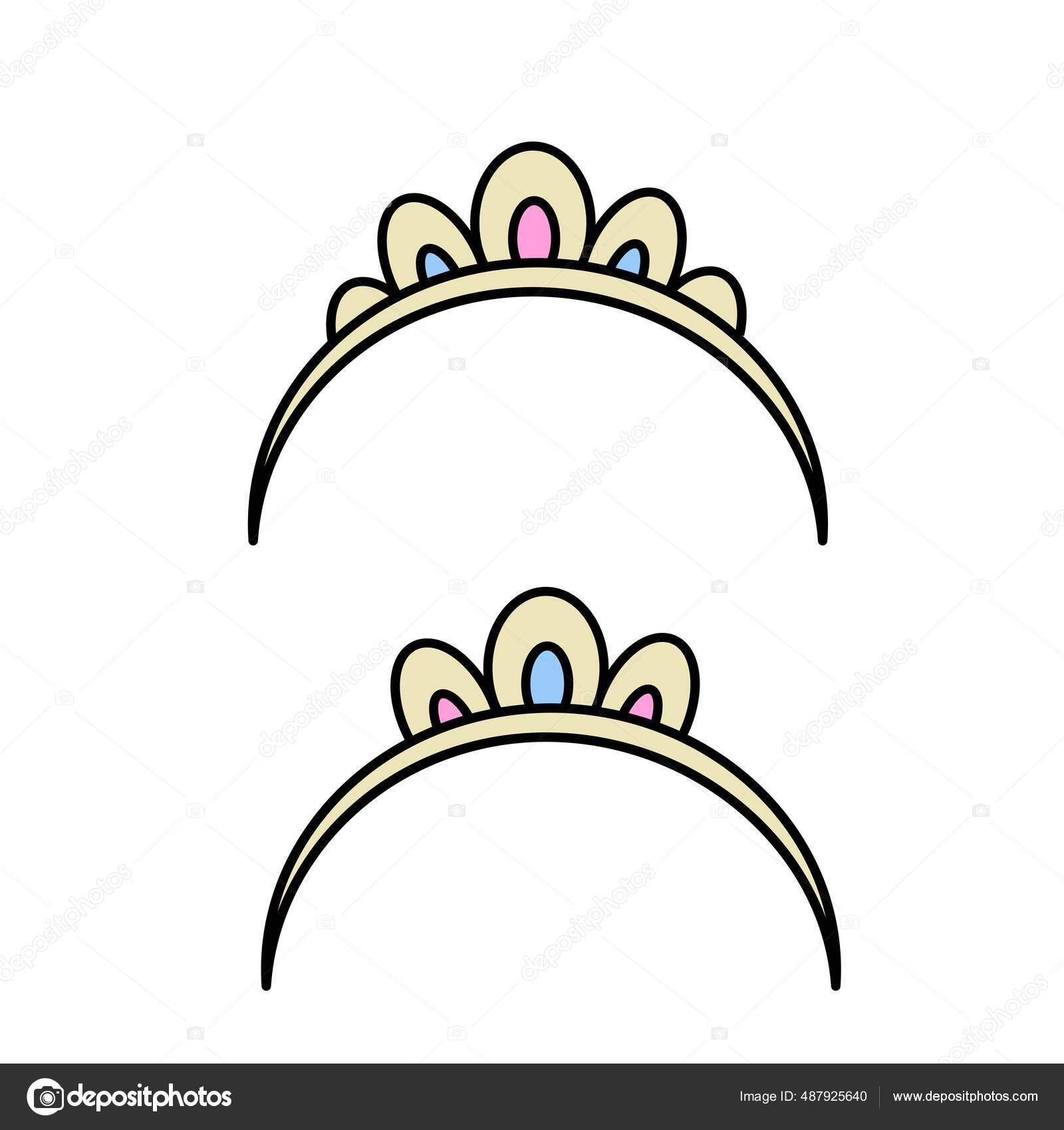 Tiara princess two versions color variation coloring page isolated white stock vector by yadviga