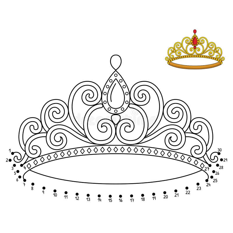 Dot to dot princess crown coloring page stock vector