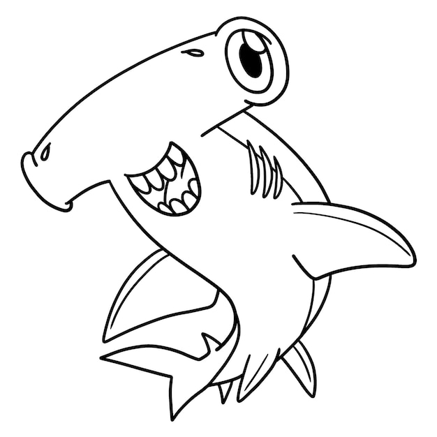 Premium vector hammerhead shark isolated coloring page for kids