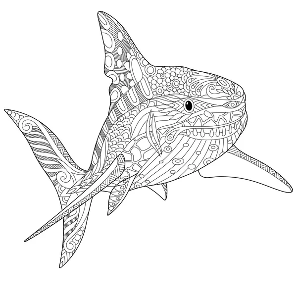 Zentangle stylized shark stock vector by sybirko