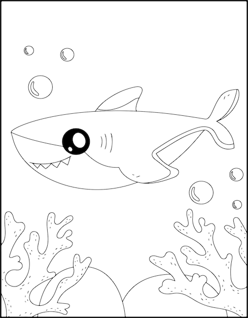 Premium vector printable shark coloring pages for kids