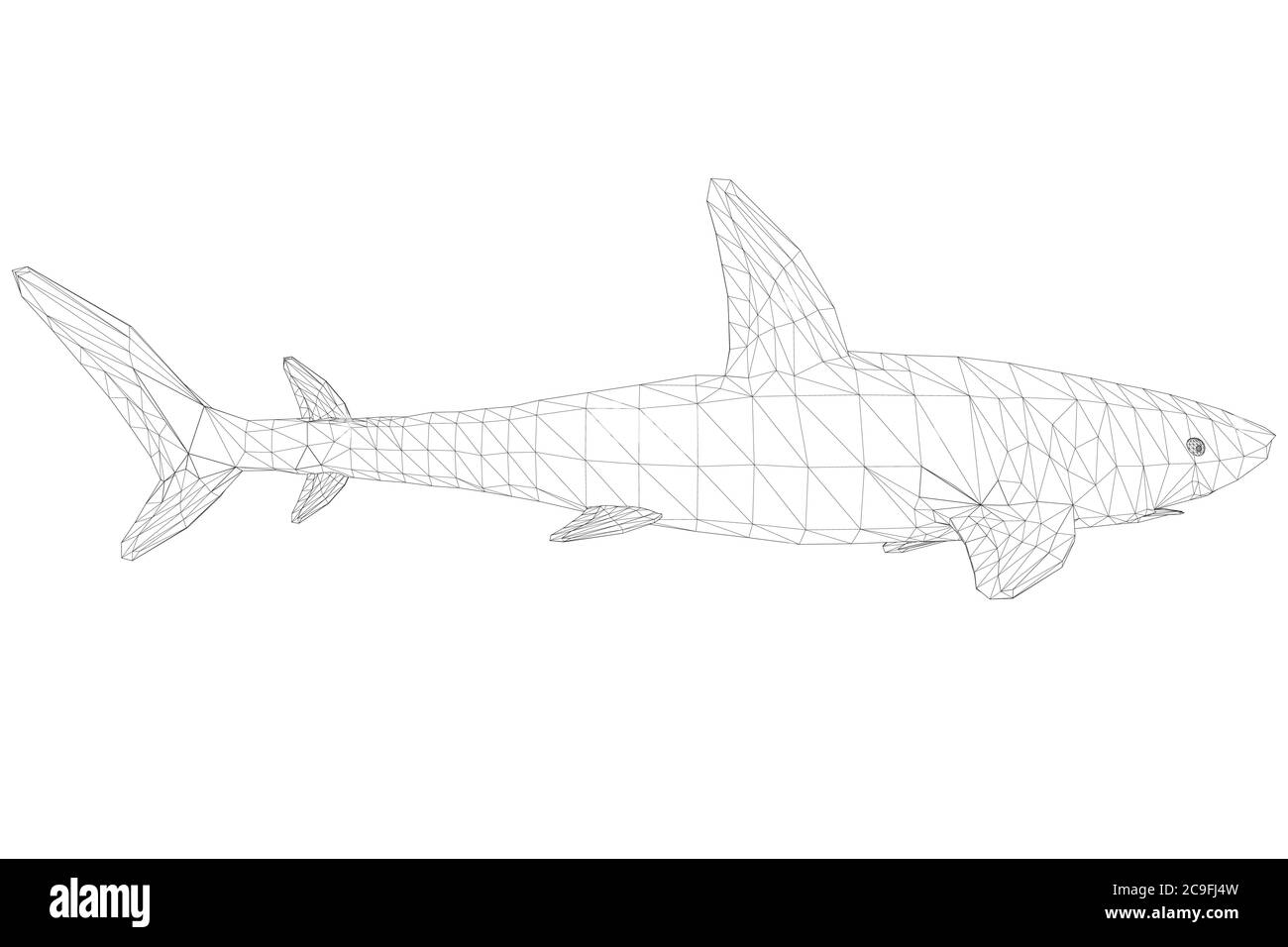 Wireframe low poly blue shark d side view vector illustration stock vector image art