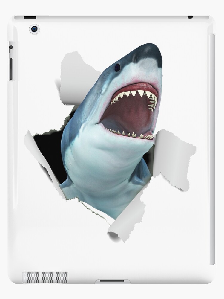 D great white breakthrough shark product shark bite design ipad case skin for sale by banwa