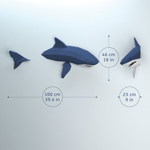 Low poly shark model create your own d papercraft shark