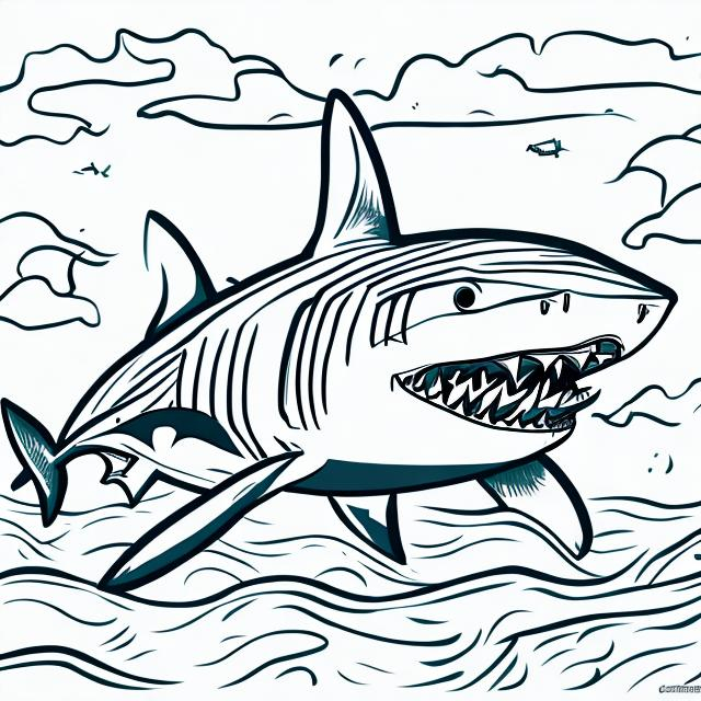 Shark ocean lineart simple doodle