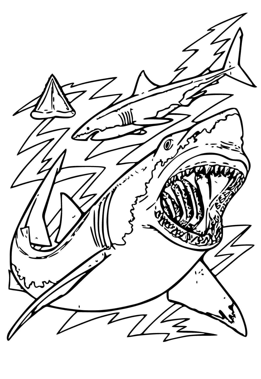 Dibujo e imagen gran tiburãn blanco boca para colorear y imprimir gratis para adultos y niãos