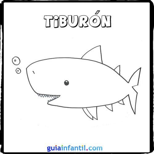 Printables in spanish for coloring dibujos de animales animales marinos tiburon animado