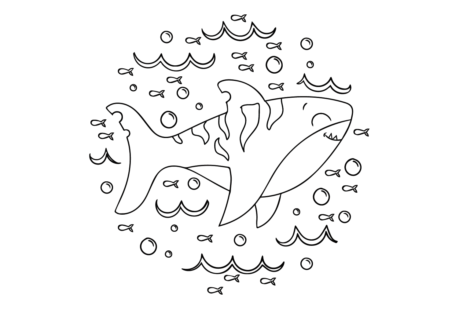 Big tiger shark coloring page