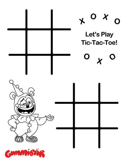 Download a free printable gummibãr activity page tic tac toe