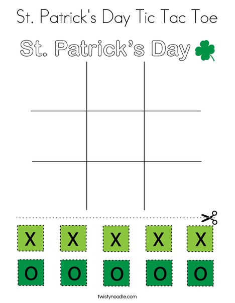 St patricks day tic tac toe coloring page