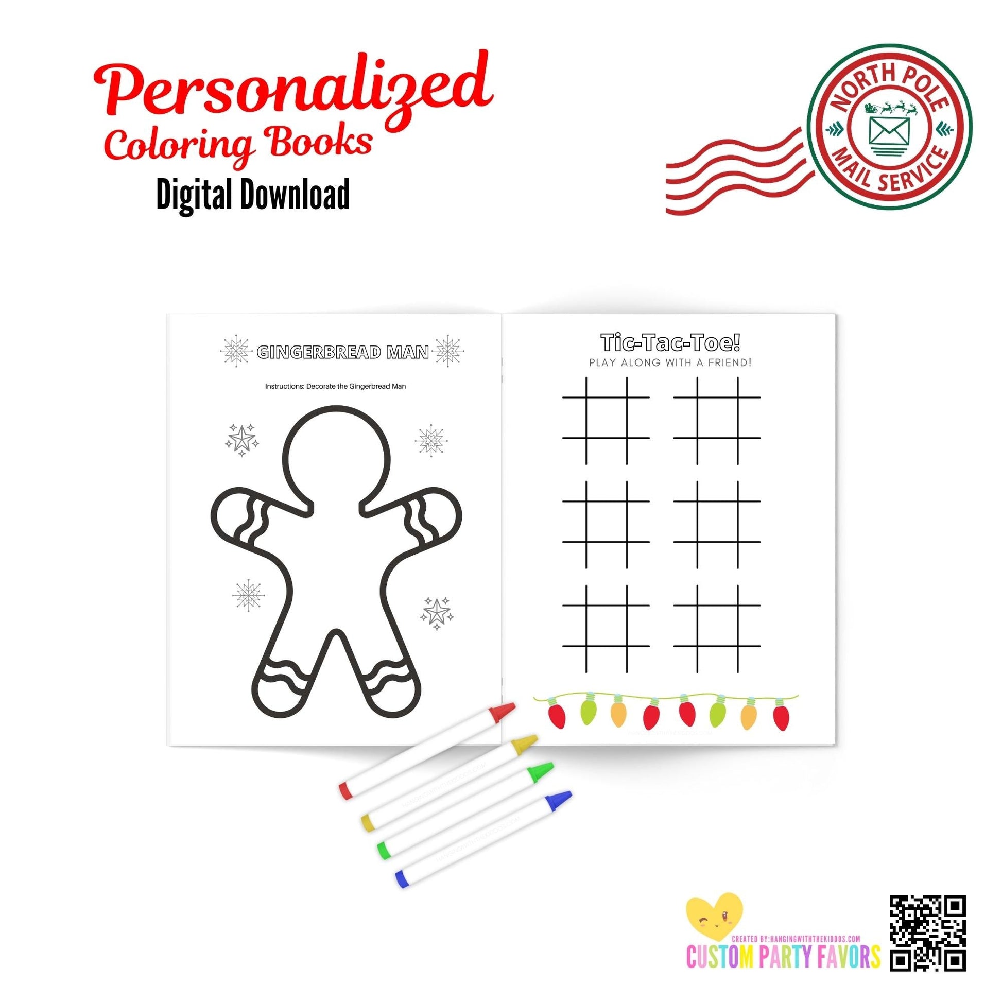 Digital downloadpersonalized christmas coloring activity books â hanging with the kiddos