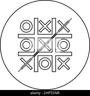 Tic tac toe game color flat icons in rounded square frames thin and thick versions included stock vector image art