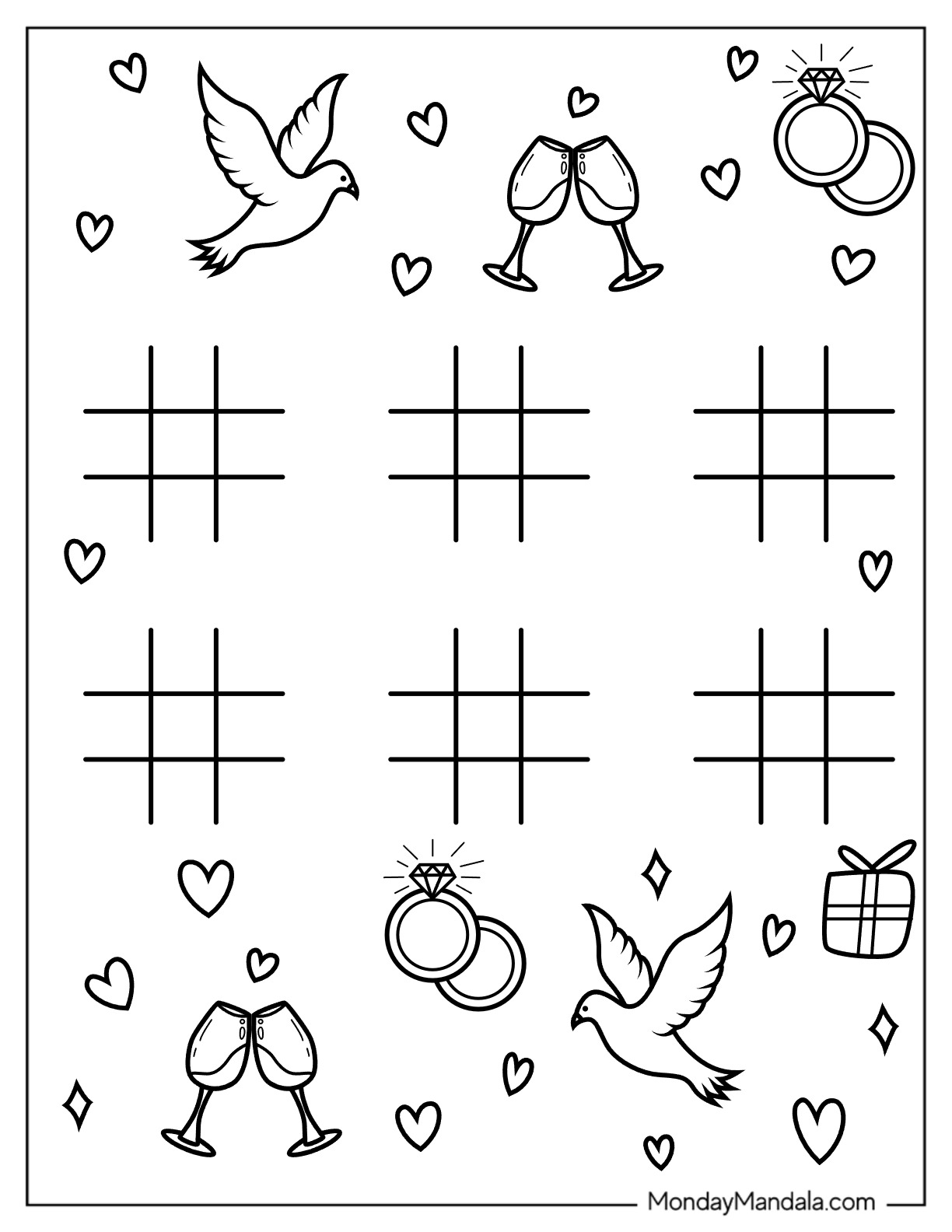 Wedding coloring pages free pdf printables