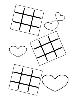 Valentines day themed tic tac toe game coloring sheet by jp designs