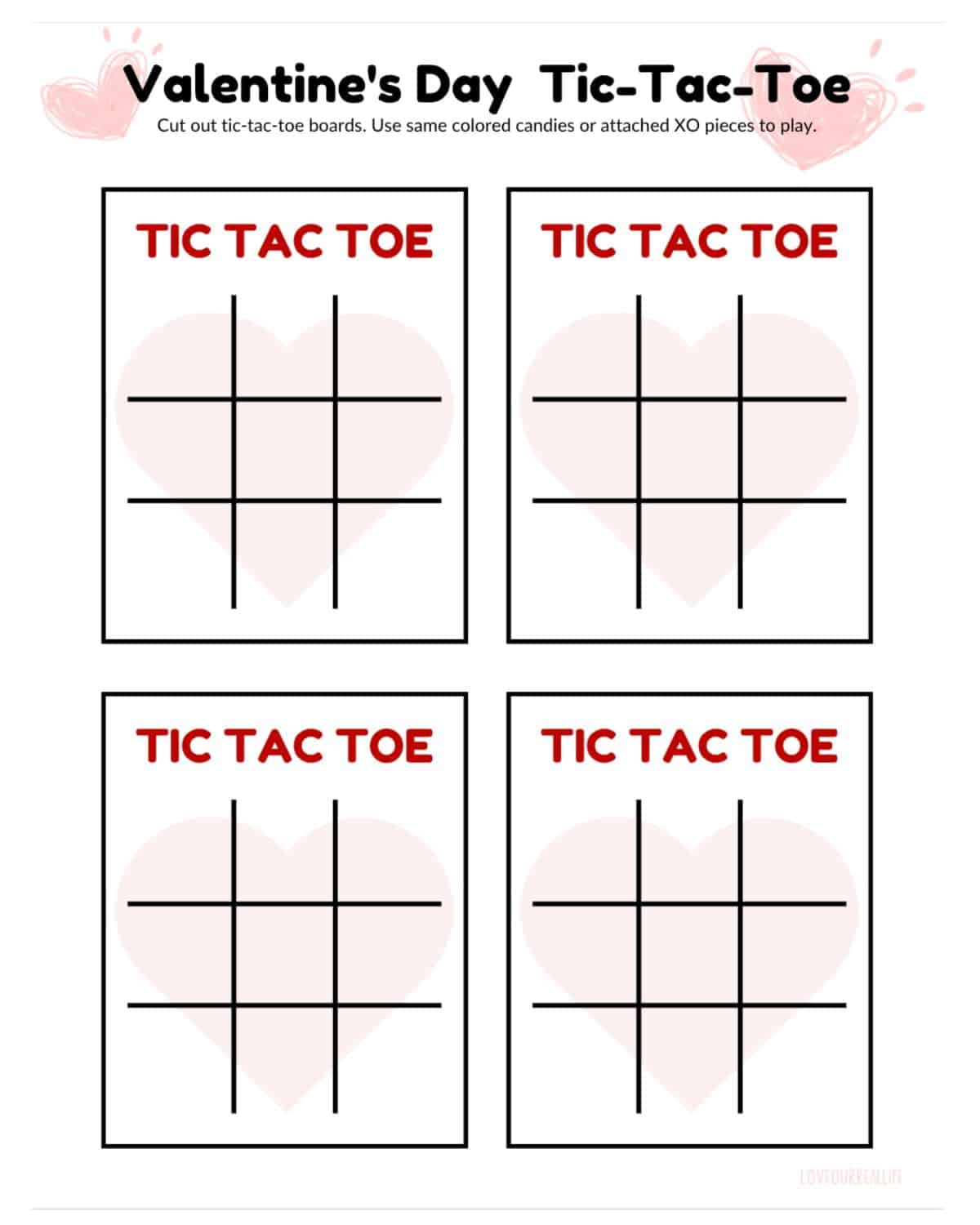 Free printable valentine tic tac toe cards â love our real life