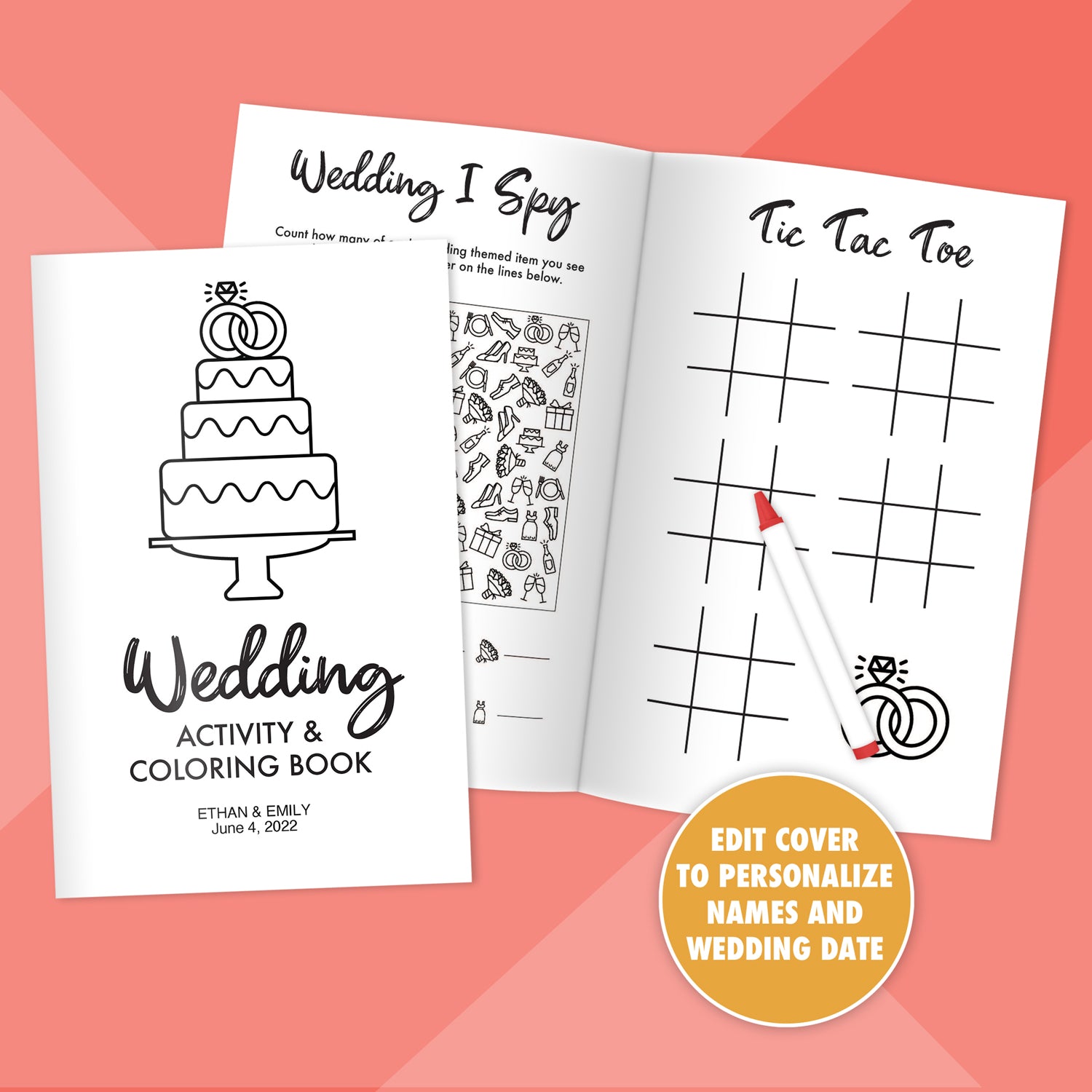 Printable wedding activity and coloring book