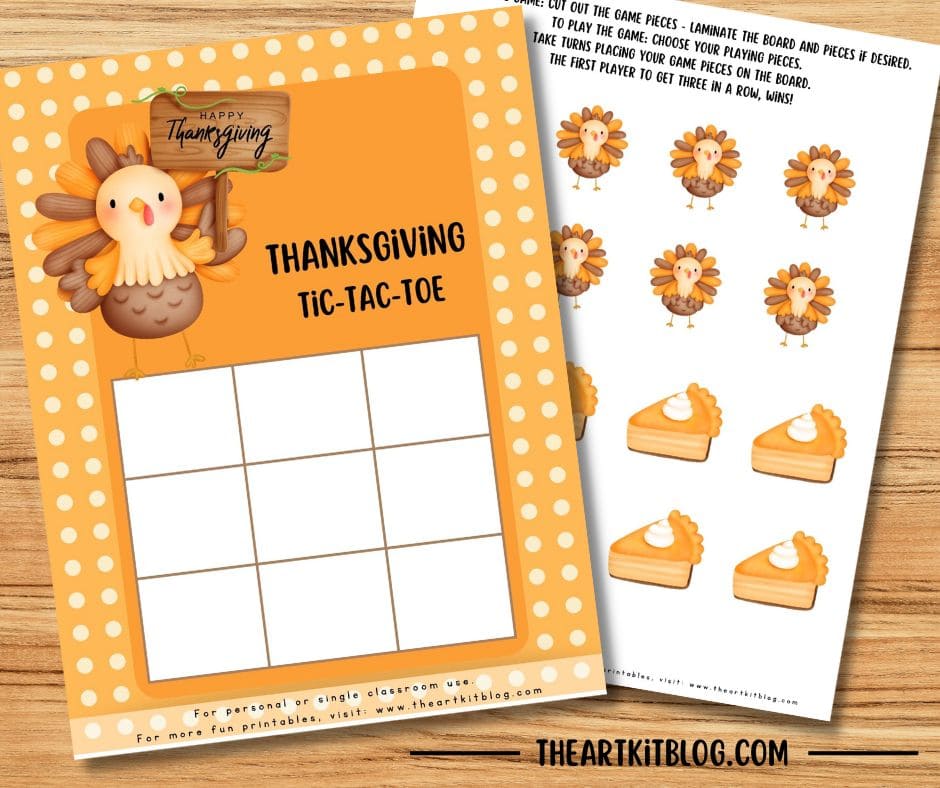 Thanksgiving tic tac toe game free printable â the art kit