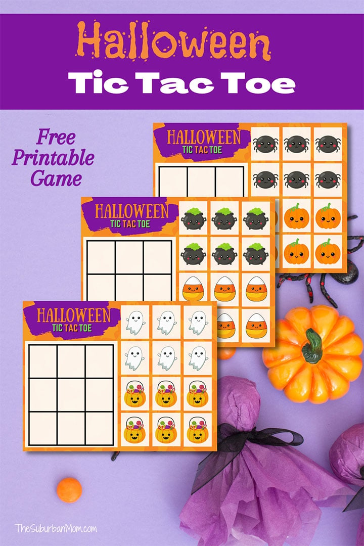 Free halloween tic tac toe printable activity game