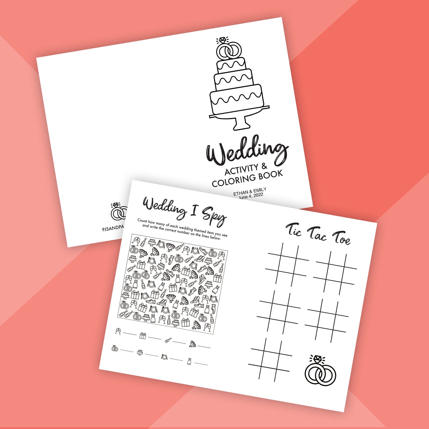 Printable wedding activity and coloring book