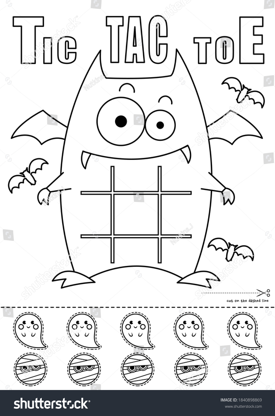 Halloween vampire bat tic tac toe stock vector royalty free