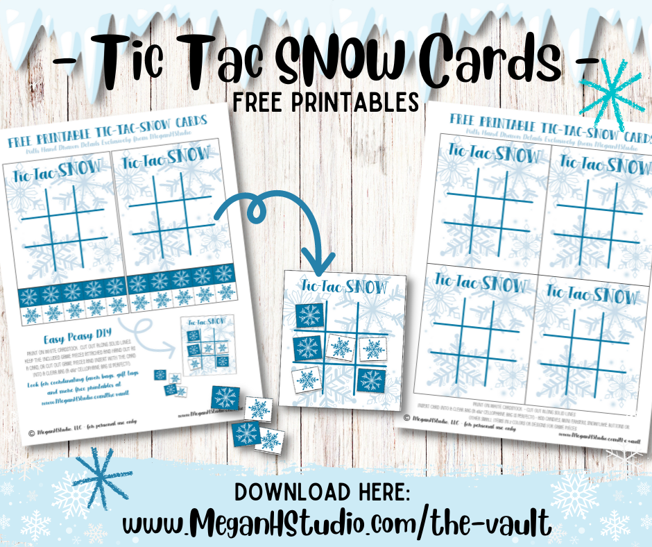 Free printable winter tic tac toe cards