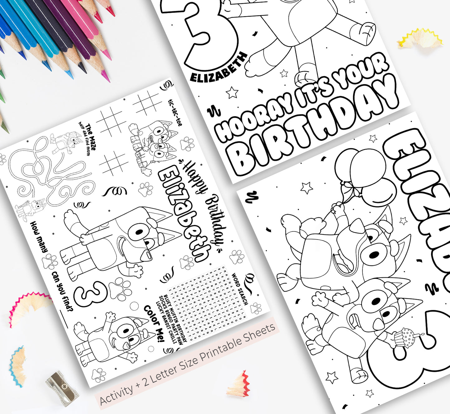 Bluey activity sheet coloring â