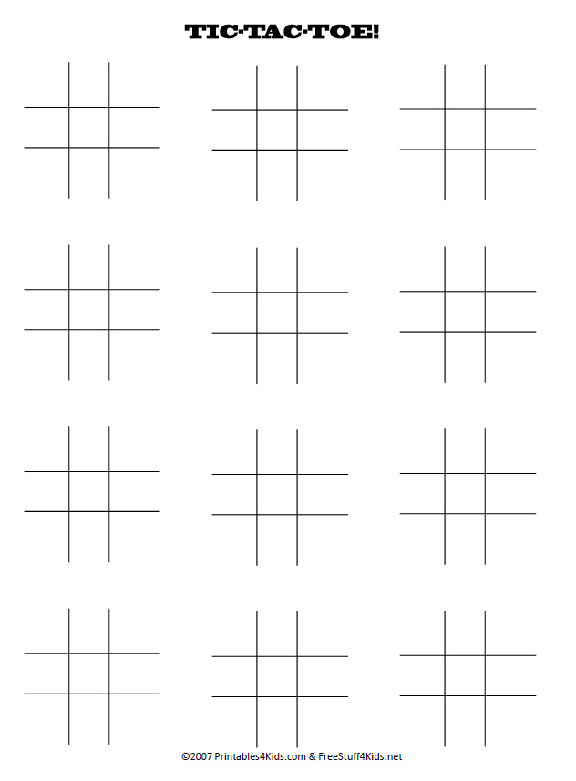 Blank printable tic tac toe sheets â printables for kids â free word search puzzles coloring pages and other activities