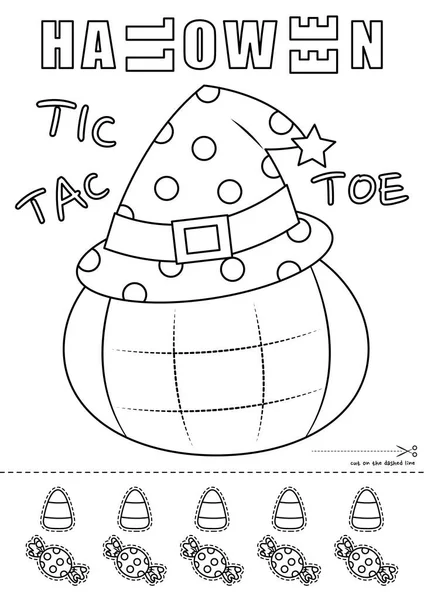 Vector illustration halloween ghost tic tac toe printable game coloring stock vector by nutkinsj